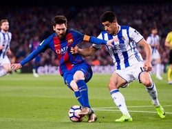 Messi Dua Gol, Barcelona Atasi Sociedad 3-2