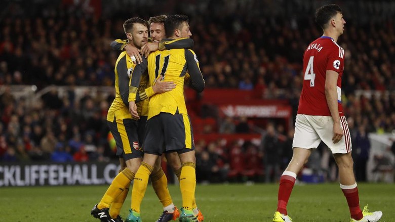 Atasi Middlesbrough 2-1, Arsenal Jaga Asa ke Empat Besar Atasi Middlesbrough 2-1, Arsenal Jaga Asa ke Empat Besar