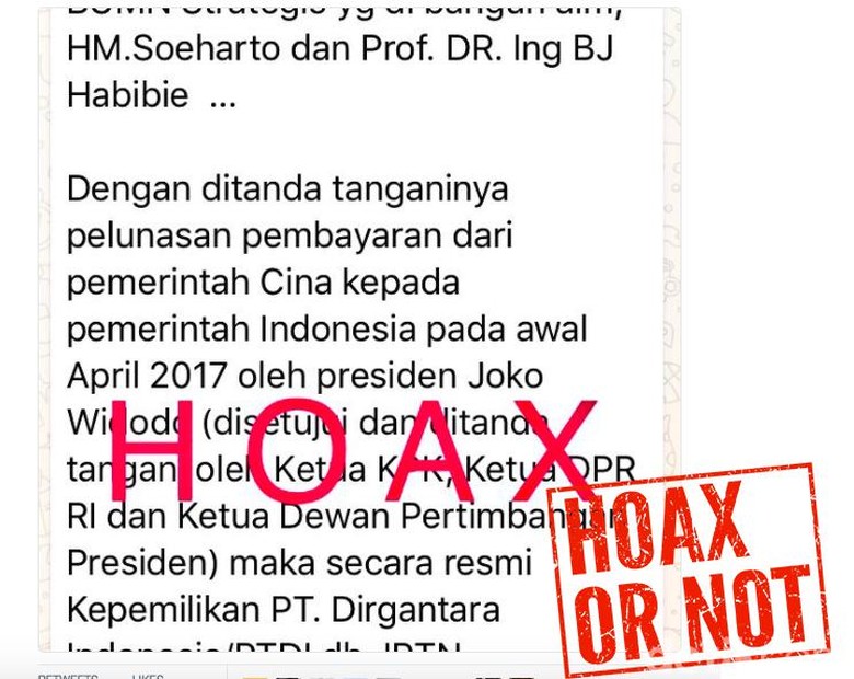 Tentang Postingan di Medsos PT DI Dijual ke China Tentang Postingan di Medsos PT DI Dijual ke China
