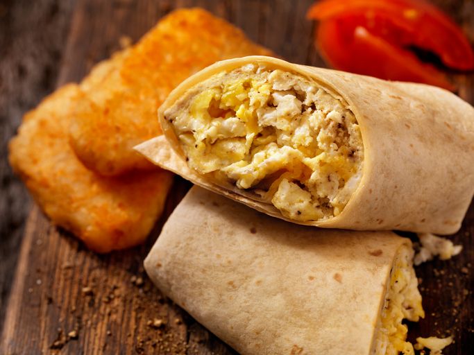Scrambled Egg and Cheese Breakfast Wrap -Photographed on Hasselblad H3D2-39mb Camera