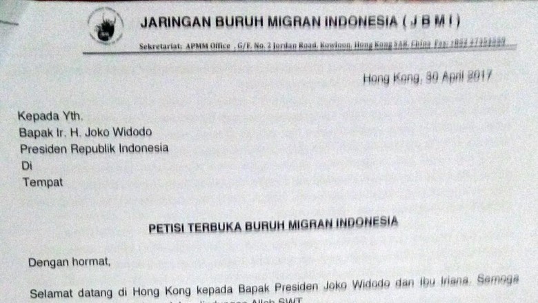 6 Poin Petisi Buruh Migran RI untuk Jokowi 6 Poin Petisi Buruh Migran RI untuk Jokowi