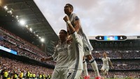 Kemenangan ini membuat Madrid punya bekal yang sangat bagus menuju leg kedua di Vicente Calderon pekan depan. Reuters/Sergio Perez.