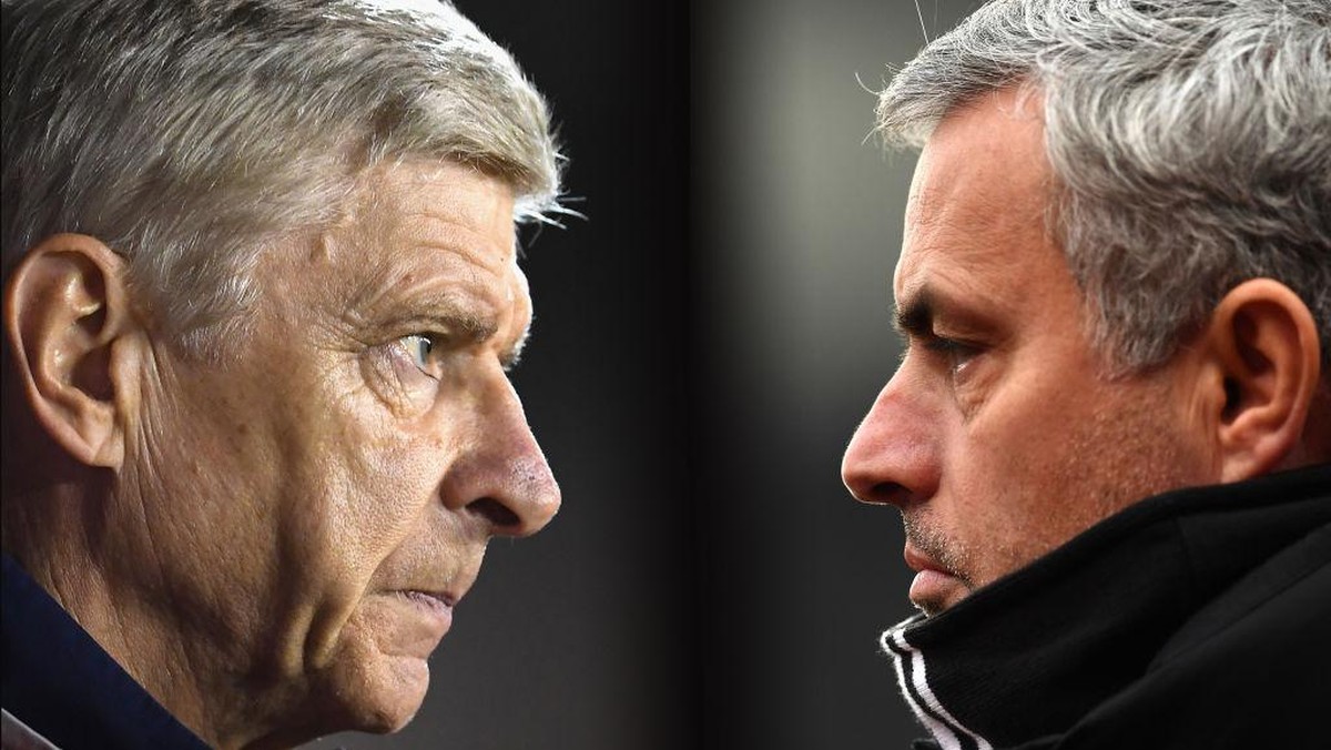 Arsene Wenger dan Jose Mourinho (Foto: Laurence Griffiths/Getty Images)