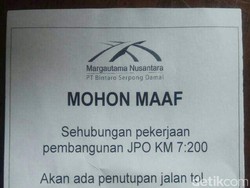 Tol Pondok Aren-Serpong Ditutup Sementara Besok Malam