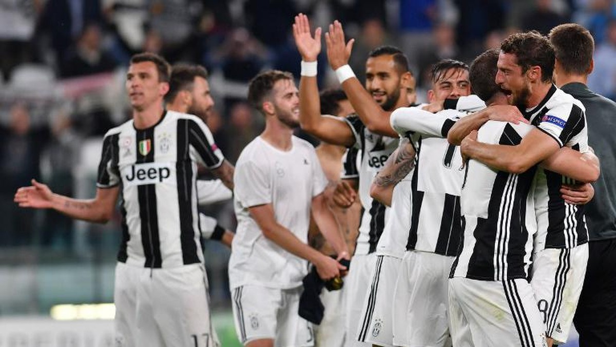 Juventus merayakan keberhasilan ke final Liga Champions musim ini (Foto: AFP/Alberto Pizzoli)