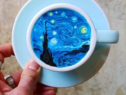 Kopi dengan Latte Art Lukisan Van Gogh, Nggak Tega Minumnya!