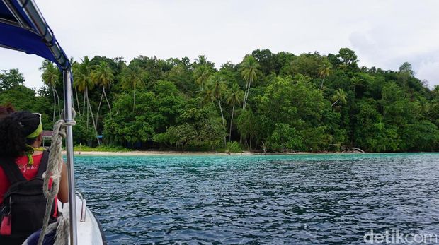 Wisatawan menuju Pulau Saonek (Masaul/detikTravel)