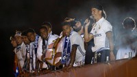 Raut kegembiraan terlihat jelas di wajah Cristiano Ronaldo Cs. Paul Hanna/Reuters.