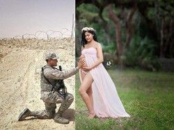 Cara Romantis Istri yang Tengah Hamil Foto Bareng Suami Tentara