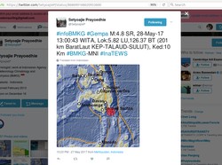 Gempa 4,8 SR Terjadi di Kepulauan Talaud Sulut
