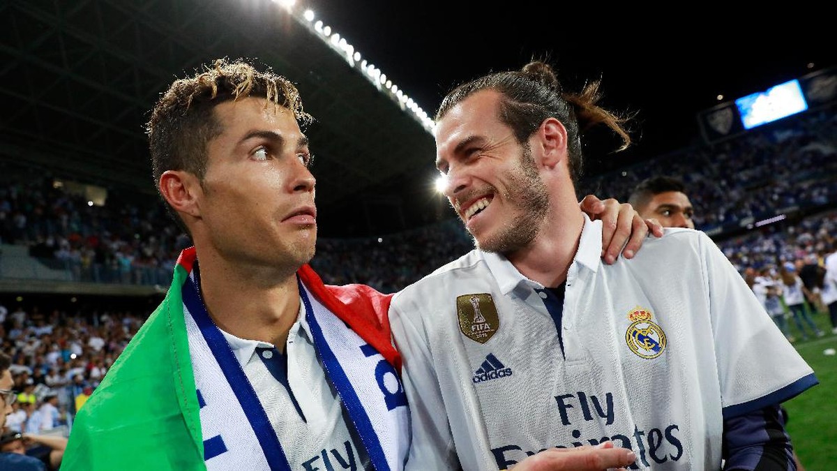 Cristiano Ronaldo dan Gareth Bale di Real Madrid. (Foto: Gonzalo Arroyo Moreno/Getty Images)