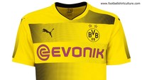 Untuk musim depan, kostum kandang Borussia Dortmund tetap mengandalkan warna dasar kuning. Di bagian depan ada strip horisontal bergradasi warna hitam. (Foto: footballshirtculture.com)