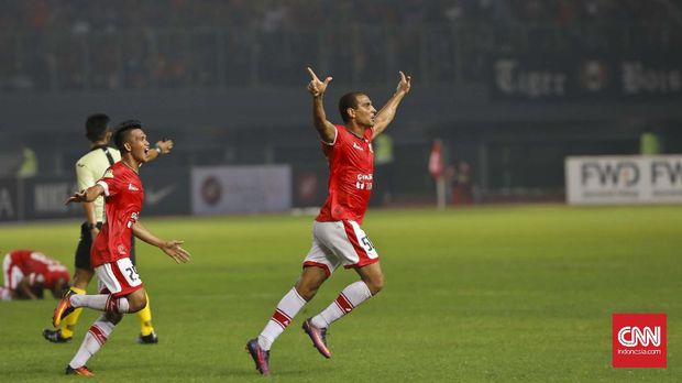 Marquee player Persija Bruno Lopes berhasil mencetak gol penyama kedudukan 1-1 atas Mitra Kukar.