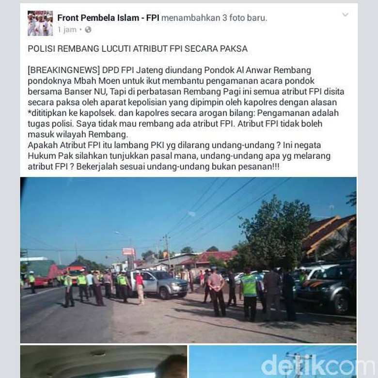 Ramai soal Pelucutan Atribut FPI saat Hadiri Pengajian di Rembang Ramai soal Pelucutan Atribut FPI saat Hadiri Pengajian di Rembang