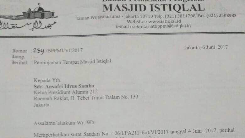 Pengelola Masjid Istiqlal Tak Izinkan Aksi Bela Ulama 96