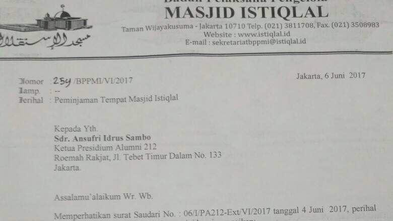 Pengelola Masjid Istiqlal Tak Izinkan Aksi Bela Ulama 96 Pengelola Masjid Istiqlal Tak Izinkan Aksi Bela Ulama 96