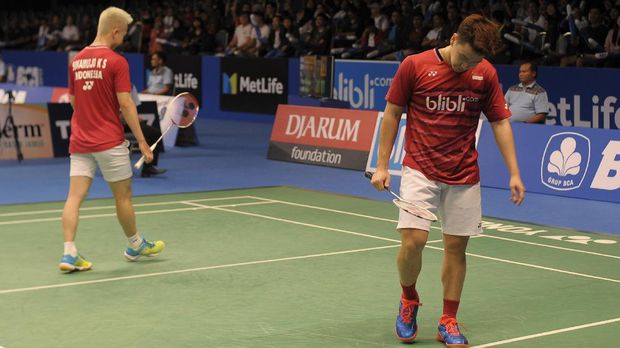 Marcus Fernaldi Gideon/Kevin Sanjaya Sukamuljo kembali takluk dari Mathias Boe/Carsten Moegensen.