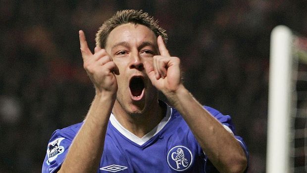 John Terry, 2014 LONDON - NOVEMBER 27: John Terry of Chelsea celebrates scoring his 1st goal during the Barclays Premiership match between Charlton Athletic and Chelsea, held at The Valley Stadium on November 27, 2004 in London, England. (Photo by Richard Heathcote/Getty Images)