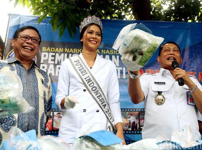 BNN Bersama Puteri Indonesia Musnahkan Barbuk Narkoba