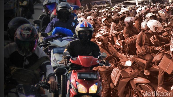 Foto: ilustrasi mudik naik motor Foto: ilustrasi mudik naik motor