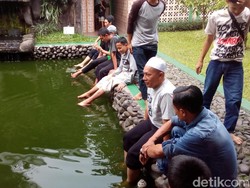 Terapi Ikan di Masjid Iqro Garut Segarkan Pemudik
