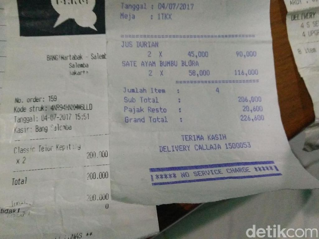 Penampakan Lembaran Nota Order Fiktif Go-Food yang Teror Julianto Penampakan Lembaran Nota Order Fiktif Go-Food yang Teror Julianto