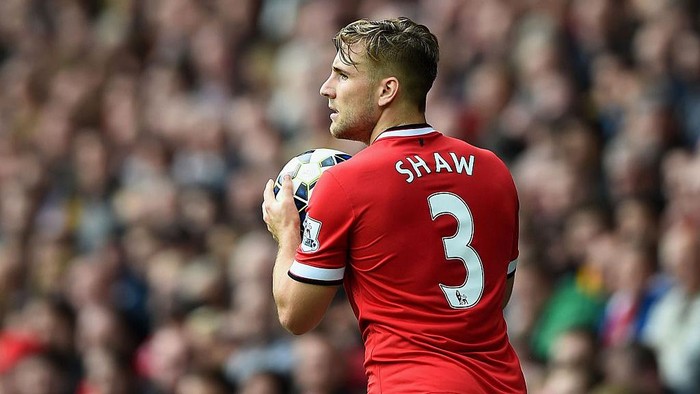 MANCHESTER, ENGLAND - SEPTEMBER 27:  Luke Shaw of Manchester United in action  during the Barclays Premier League match between Manchester United and West Ham United at Old Trafford on September 27, 2014 in Manchester, England.  (Photo by Laurence Griffiths/Getty Images)