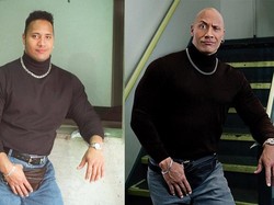 Dwayne Johnson alias The Rock juga melakukan operasi plastik. Penampakannya saat masih menjadi pegulat dan kini jadi aktor papan atas Hollywood memang jauh berbeda. (istimewa)