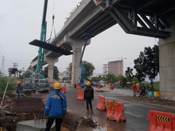 2 Zona LRT Palembang Mulai Dipasang Rel