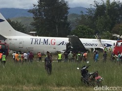 Penampakan Pesawat Boeing Tri MG Asia yang Tergelincir di Wamena