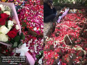 Potret Kesedihan Awkarin di Pusara Makam Oka Mahendra