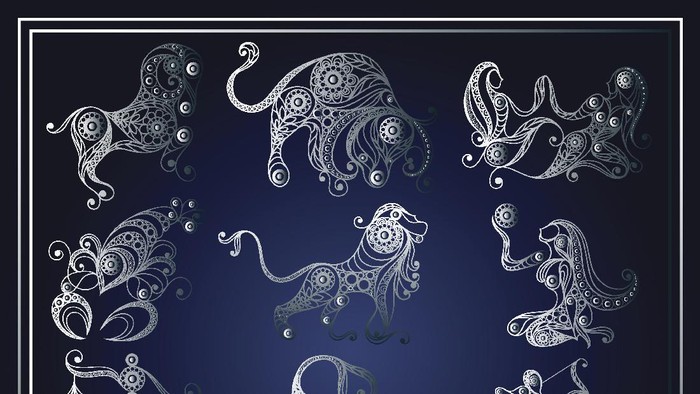 Zodiak Set of zodiac icons (astrology, astronomy). Horoscope signs as cartoon characters. Vector illustration.