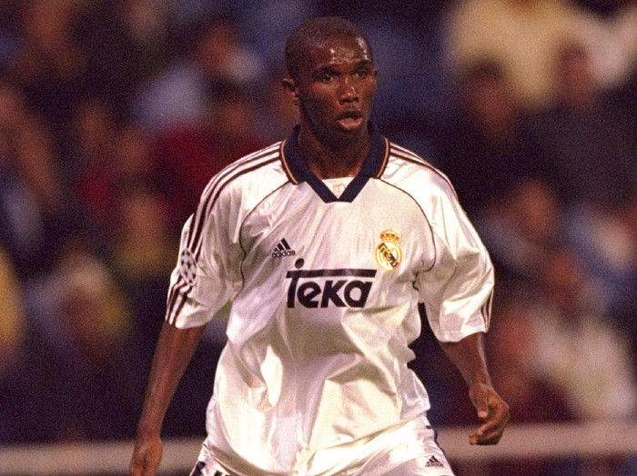 21 Sep 1999:  Samuel Eto''o of Real Madrid in action during the Champions League match against Molde played at the Bernabeu Stadium in Madrid, Spain. Real Madrid won the game 4-1.  \ Mandatory Credit: Phil Cole /Allsport