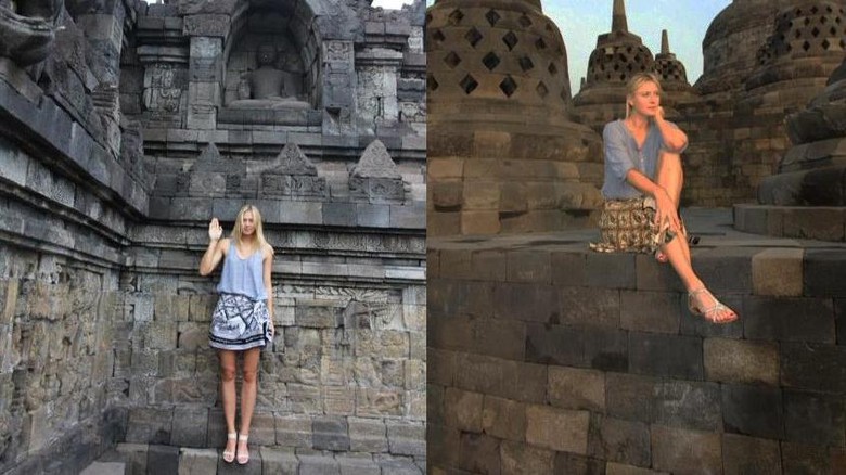 Maria Sharapova di Borobudur (Maria Sharaphova/Facebook) Maria Sharapova di Borobudur (Maria Sharaphova/Facebook)