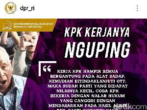 DPR Sindir KPK Kerjanya Nguping di Instagram, Ini Kata KPK