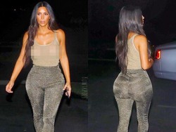 Kim Kardashian Tampil Seksi Jalan-jalan Tanpa Bra dengan Baju Transparan