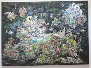 Tak Biasa, Lukisan Galih Reza Suseno Gunakan Teknik Montase