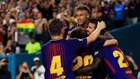 Neymar merayakan gol kemenangan 3-2 Barcelona atas Madrid yang dicetak Gerard Pique. Apakah ini jadi perayaan terakhir Neymar? (Foto: Getty Images/Mike Ehrmann)