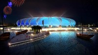 Doha Port Stadium terletak tak jauh dari tepi pantai. Stadion ini akan dibangun dengan kapasitas 40.000 tempat duduk. (Foto: Qatar 2022 via Getty Images)