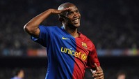 Lima musim di Barca, Samuel Etoo mencetak 130 gol dari 199 penampilan. Ia di antaranya punya Trofi Pichichi dan jadi Man of The Match final Liga Champions 2006 sebagai pengakuan individu. Ia dilepas ke Inter tahun 2009. (Foto: Jasper Juinen/Getty Images)