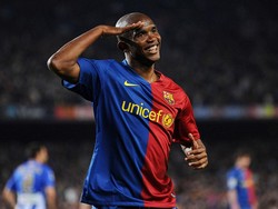 Lima musim di Barca, Samuel Etoo mencetak 130 gol dari 199 penampilan. Ia di antaranya punya Trofi Pichichi dan jadi Man of The Match final Liga Champions 2006 sebagai pengakuan individu. Ia dilepas ke Inter tahun 2009. (Foto: Jasper Juinen/Getty Images)