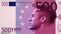 Foto Neymar di pecahan uang 500 euro juga meramaikan kumpulan meme kocaknya. (Foto: Twittter @ElAzote20)