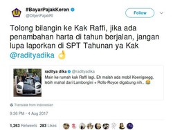 Ngetweet Soal Mobil Mewah Raffi Ahmad, Pajak: Hanya Mengingatkan