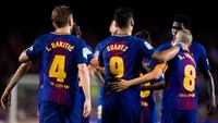 Barca kemudian menambah dua gol lagi di babak kedua. Luis Suarez dan Denis Suarez mencetak gol untuk memberi kemenangan 5-0 untuk Barca. Foto: Alex Caparros/Getty Images