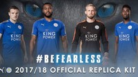 Jersey kandang Leicester City untuk musim baru tak beda jauh dengan musim sebelumya, dengan tambahan aksen emas di bagian lengan dan celana. (Foto: Twitter @LCFC)