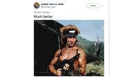 Satu meme mengibaratkan Fellaini jadi terlihat seperti tokoh Rambo. (Foto: Twitter @mcculagh_peter)