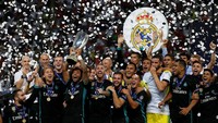 Kemenangan atas MU itu membuat Madrid berhak atas gelar juara Piala Super Eropa, trofi ketiganya di tahun 2017. (Foto: Peter Cziborra/Reuters)