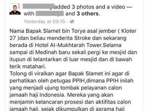 Ramai Unggahan di FB Jemaah Stroke Telantar Kagetkan Petugas Haji