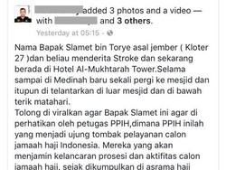 Ramai Unggahan di FB Jemaah Stroke Telantar Kagetkan Petugas Haji