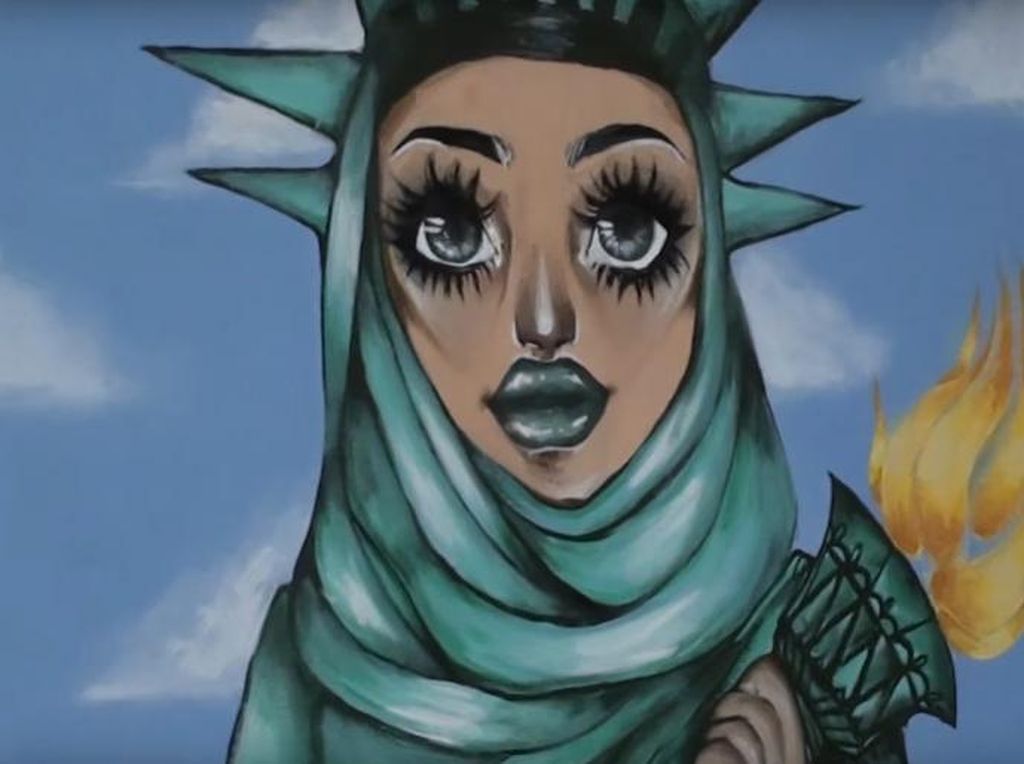 Karya Siswi di AS Picu Perdebatan karena Gambar Patung Liberty Berhijab